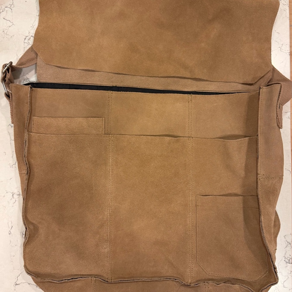 Tan suede Leather Messenger Bag